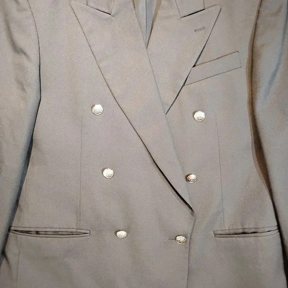Cricketeer Men's Black Wool Double Breasted Sport Coat Silver Button 42 Tall - Picture 3 of 12
